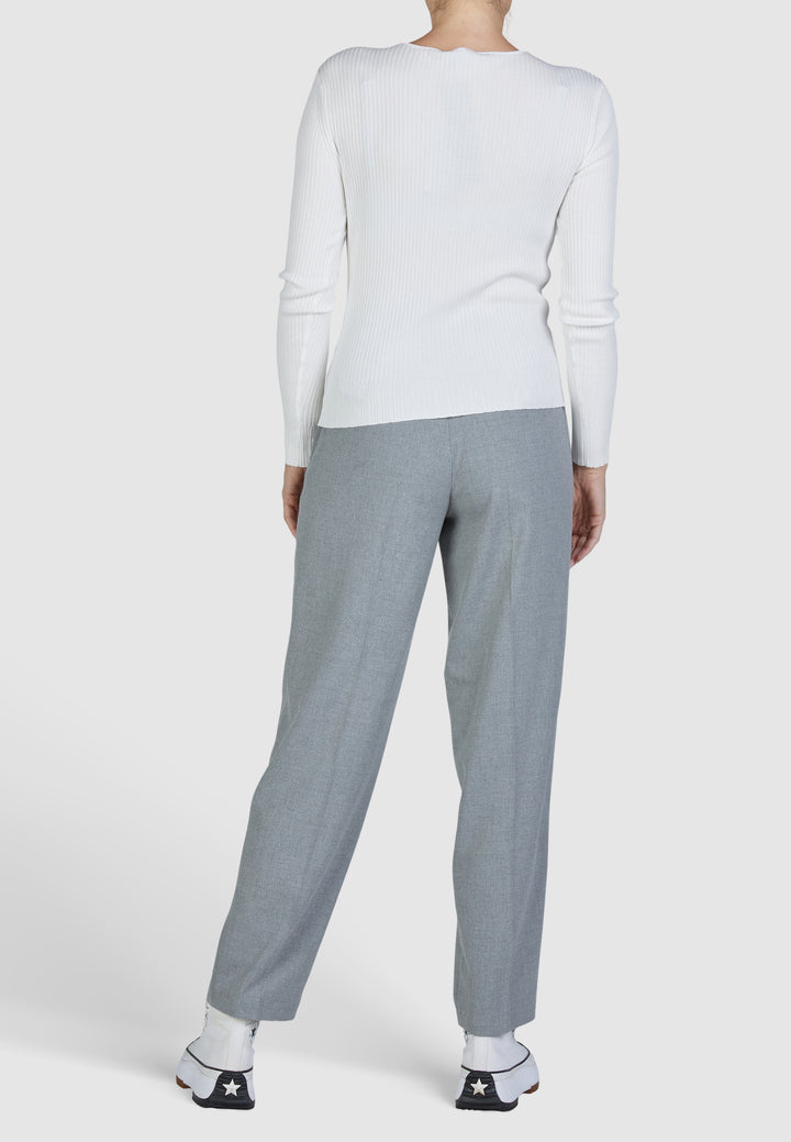 Pantalon plissé évasé avec effet flanelle