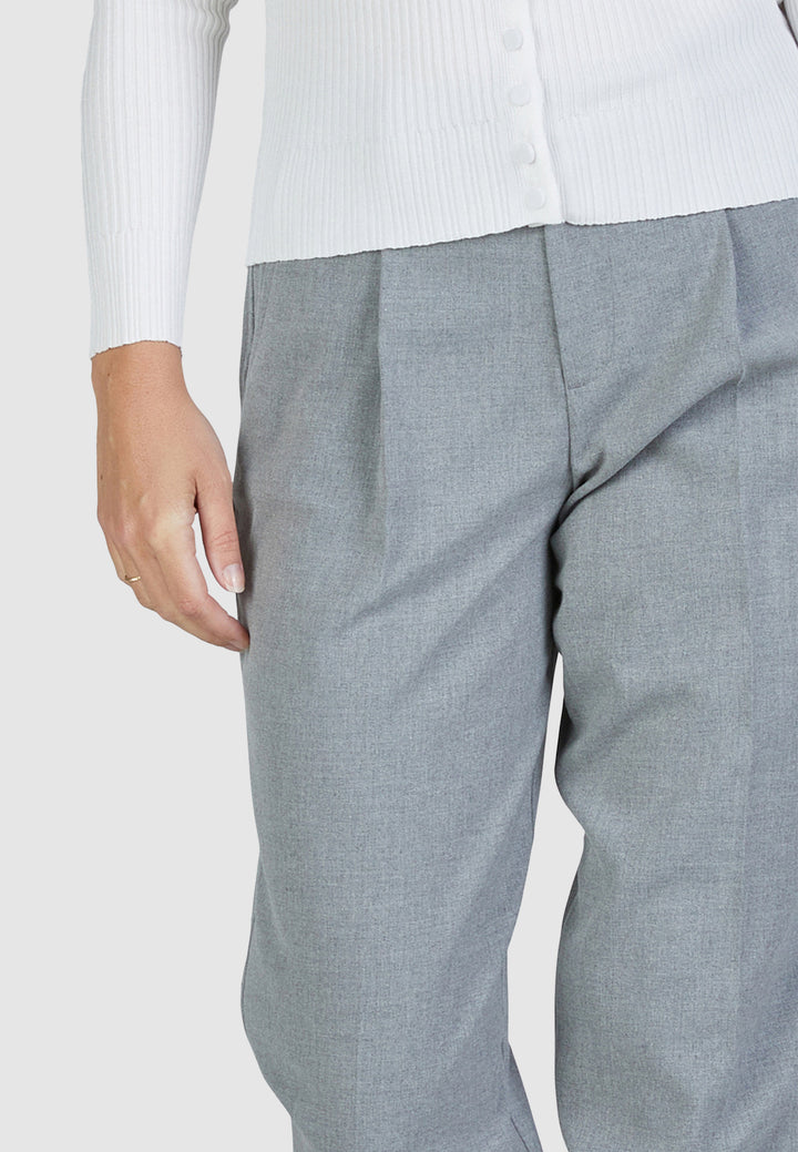 Pantalon plissé évasé avec effet flanelle