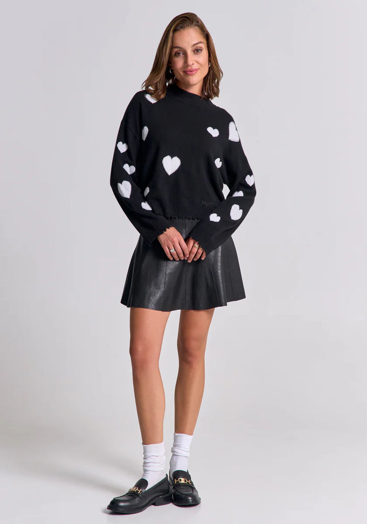 Pull en laine et cachemire avec motif cœurs