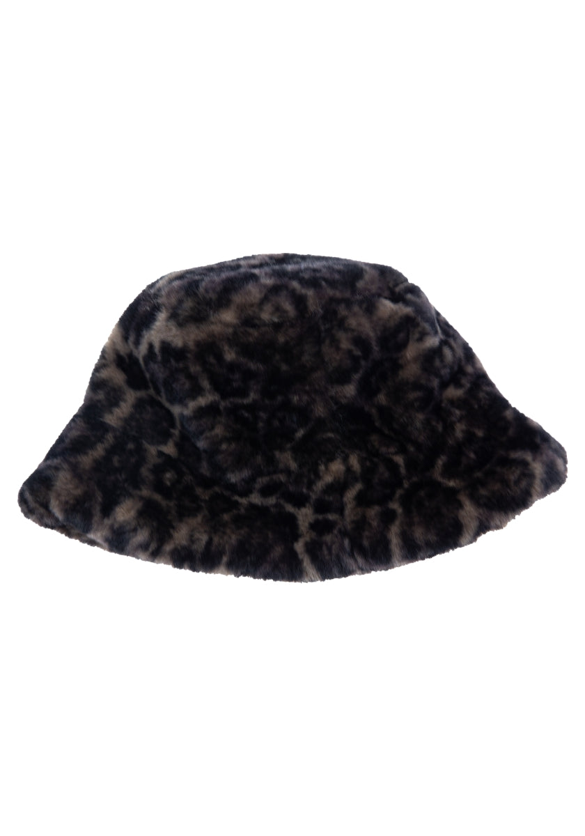 Chapeau en fausse fourrure avec motif léopard