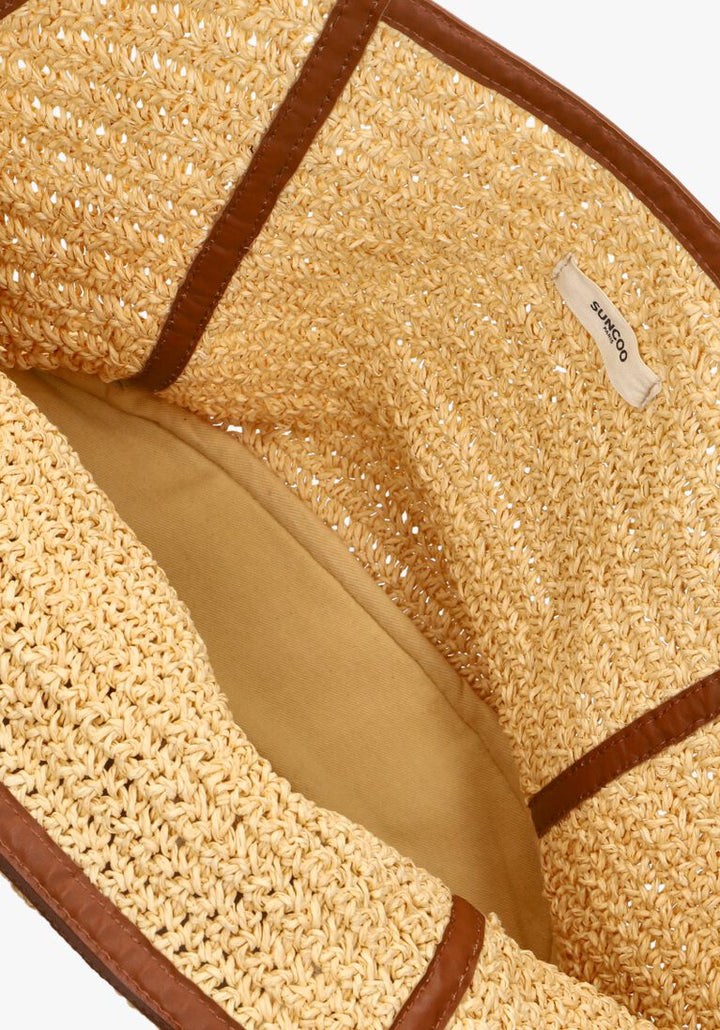 Sac fourre-tout tressé avec détails chamois Amesi