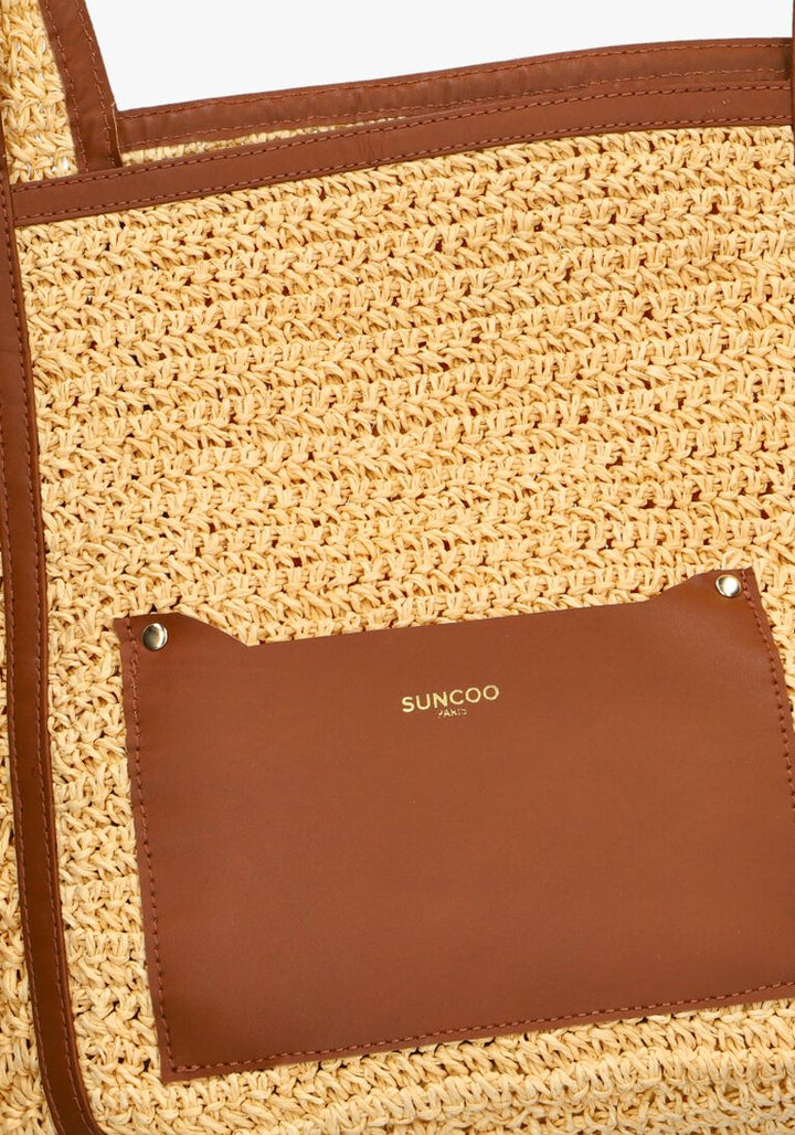 Sac fourre-tout tressé avec détails chamois Amesi