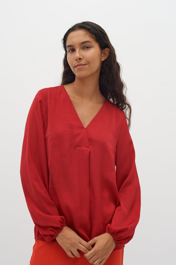 Blouse légère avec col V Rinda - Rouge