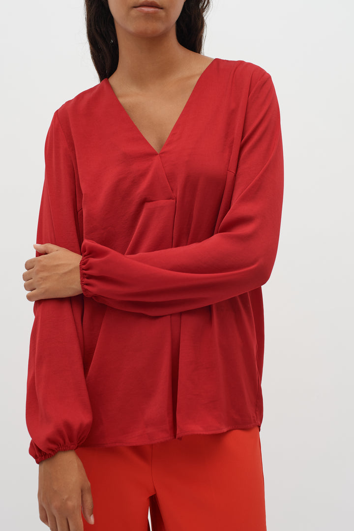 Blouse légère avec col V Rinda - Rouge