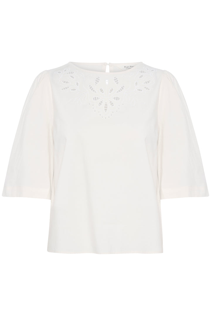 T-shirt ajouré avec broderie et manches bouffantes Nunu