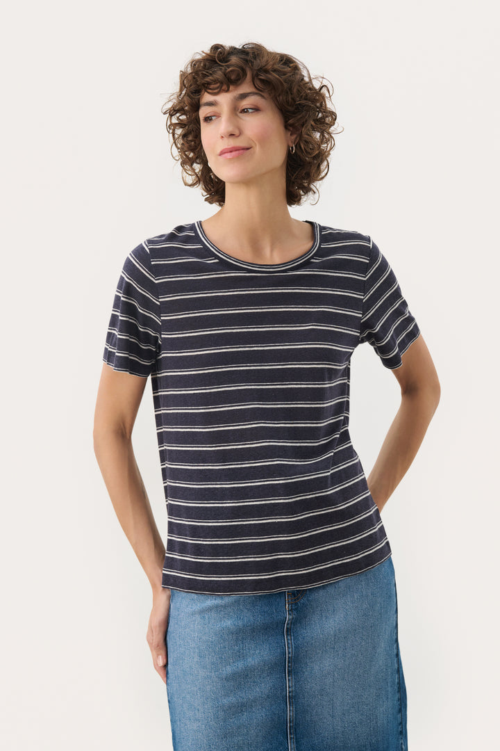 T-shirt en lin rayé Nacima