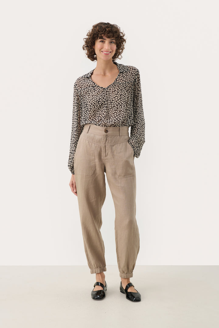 Pantalon en lin avec taille élastique Shenas