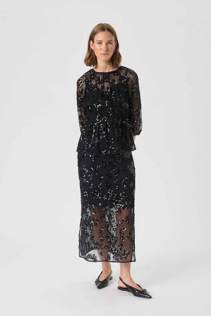 Blouse transparente à paillettes Vivan