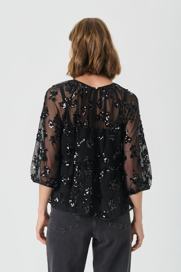 Blouse transparente à paillettes Vivan