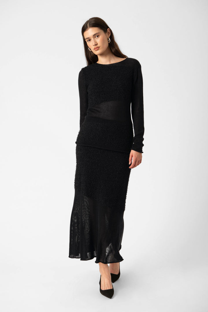 Ensemble pull et jupe longue texturés Tine