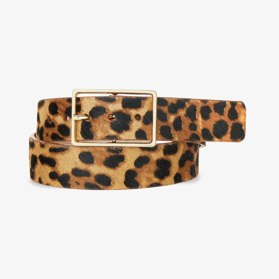 Ceinture en cuir avec motif léopard Caloe 1 3/8"