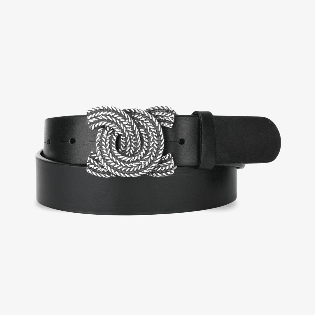 Ceinture en cuir avec boucle embossée Seine 1 3/8"