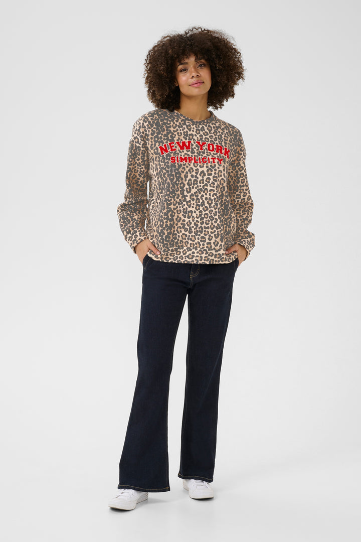 Sweat-shirt avec imprimé léopard et écriture Charlie