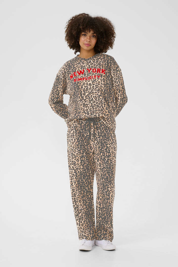 Sweat-shirt avec imprimé léopard et écriture Charlie
