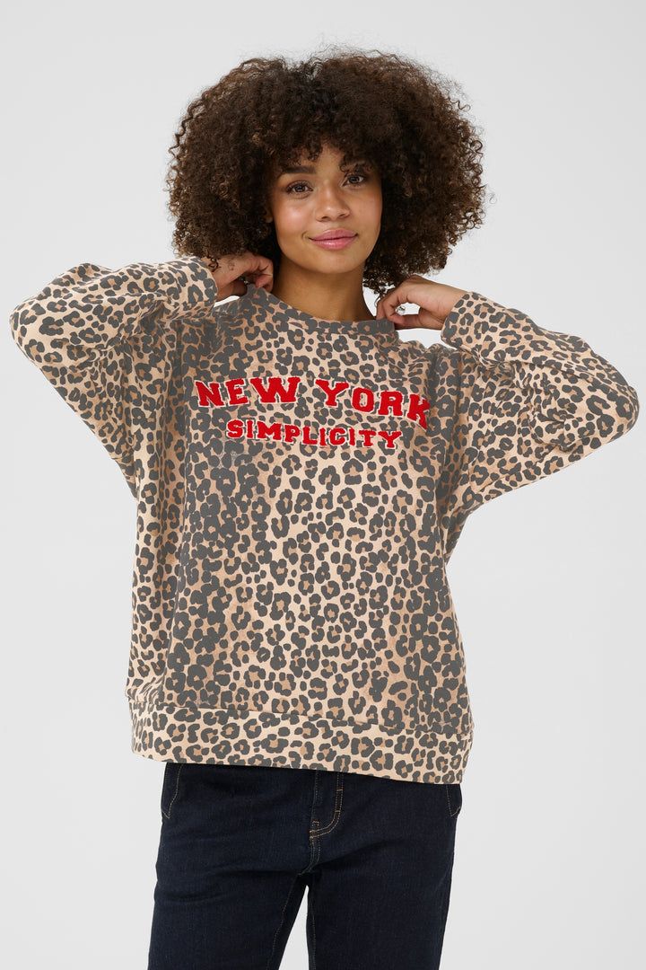 Sweat-shirt avec imprimé léopard et écriture Charlie