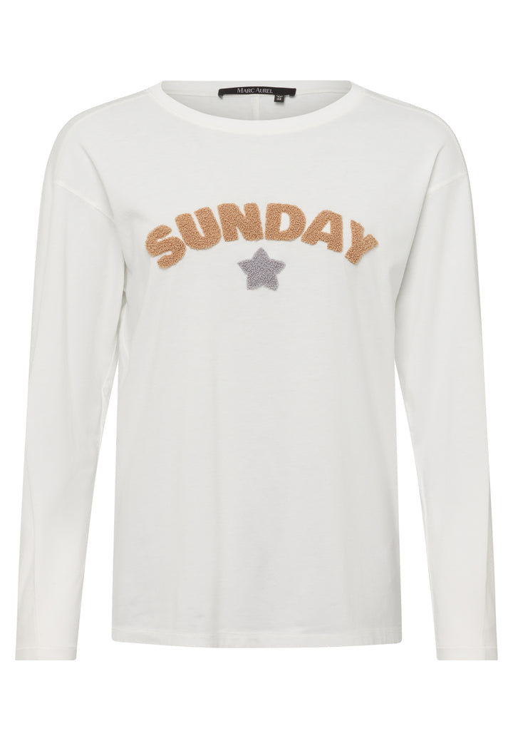 T-shirt à manches longues avec inscription en bouclé
