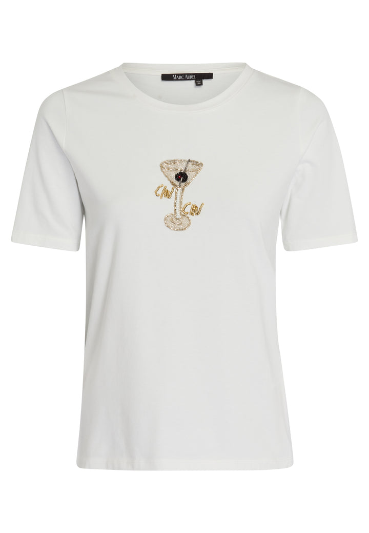 T-shirt avec perles et motif cocktail