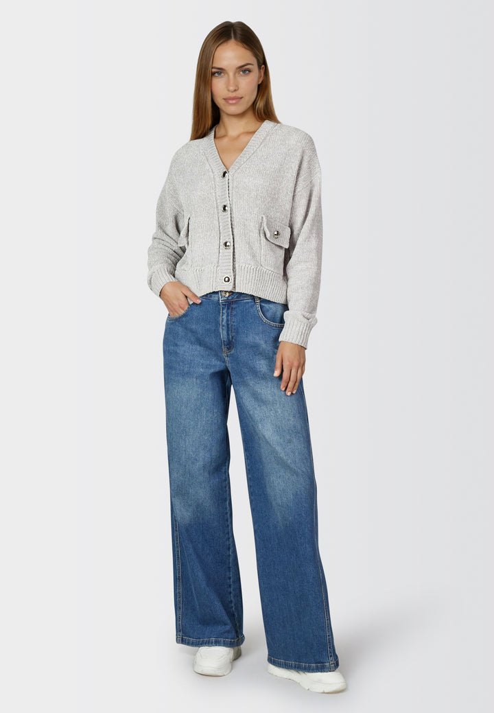 Cardigan en chenille avec poches plaquées