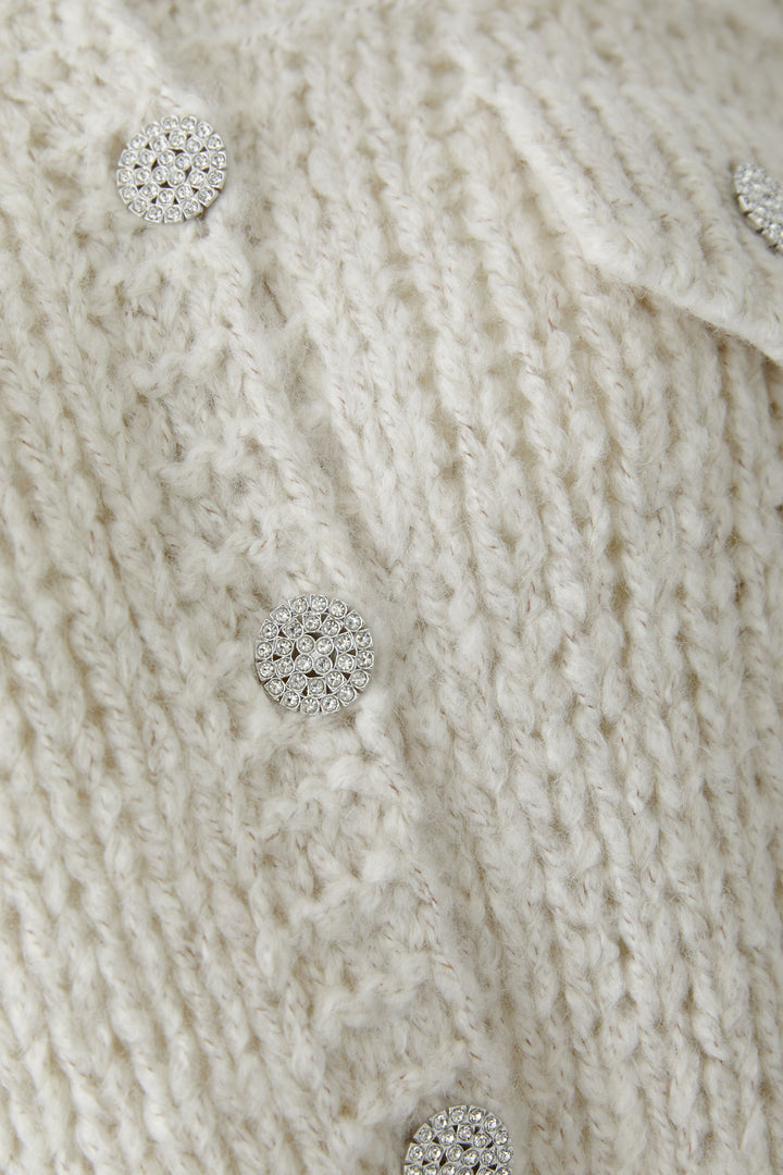 Cardigan en mélange de laine avec boutons bijoux