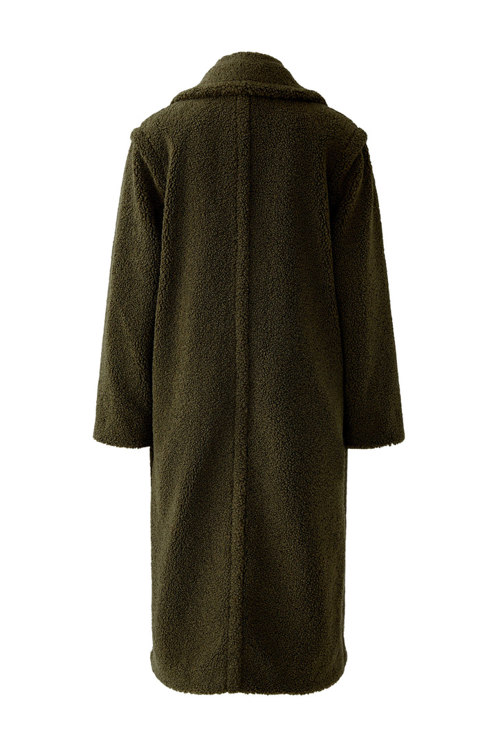 Manteau long kaki en sherpa