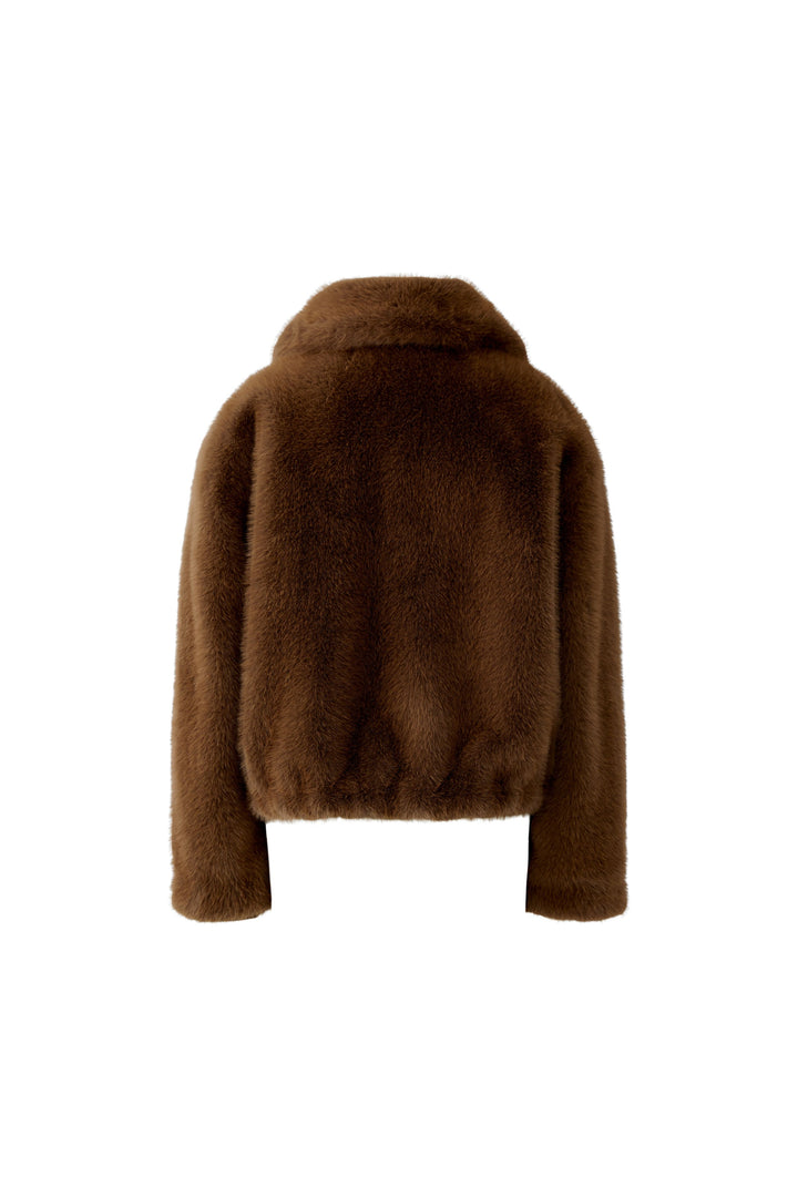 Manteau court en fausse fourrure avec col chemise