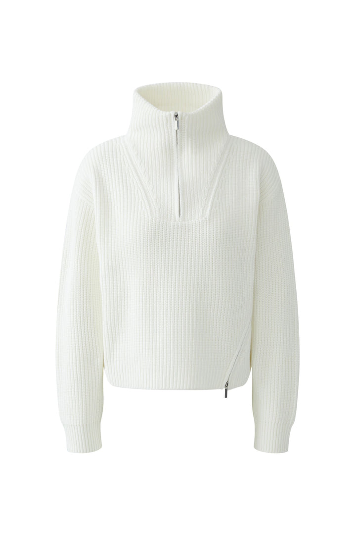 Pull côtelé avec col zippé