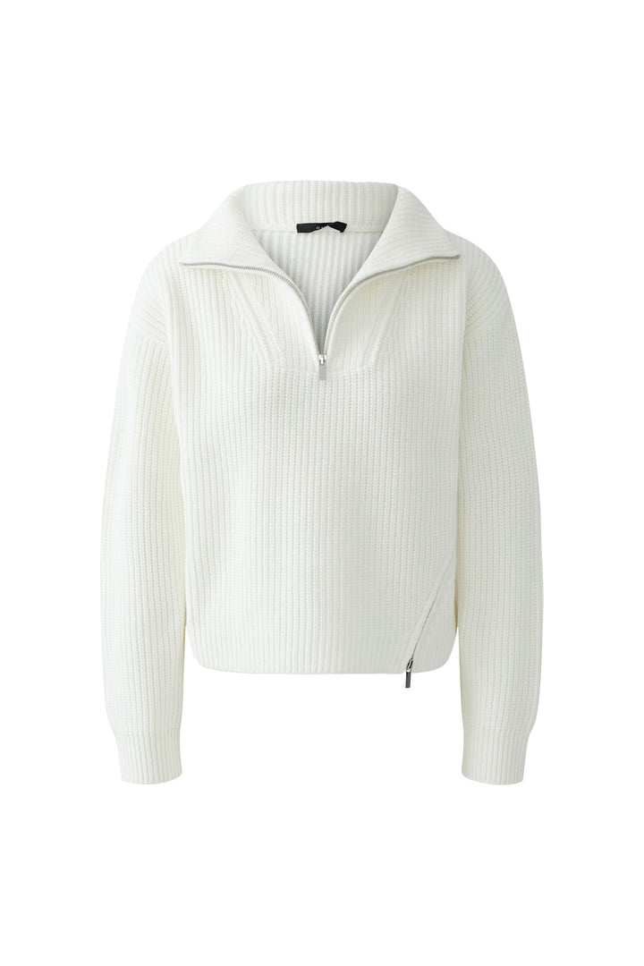 Pull côtelé avec col zippé