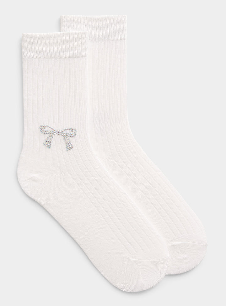 Chaussettes courtes avec boucles cristaux scintillants