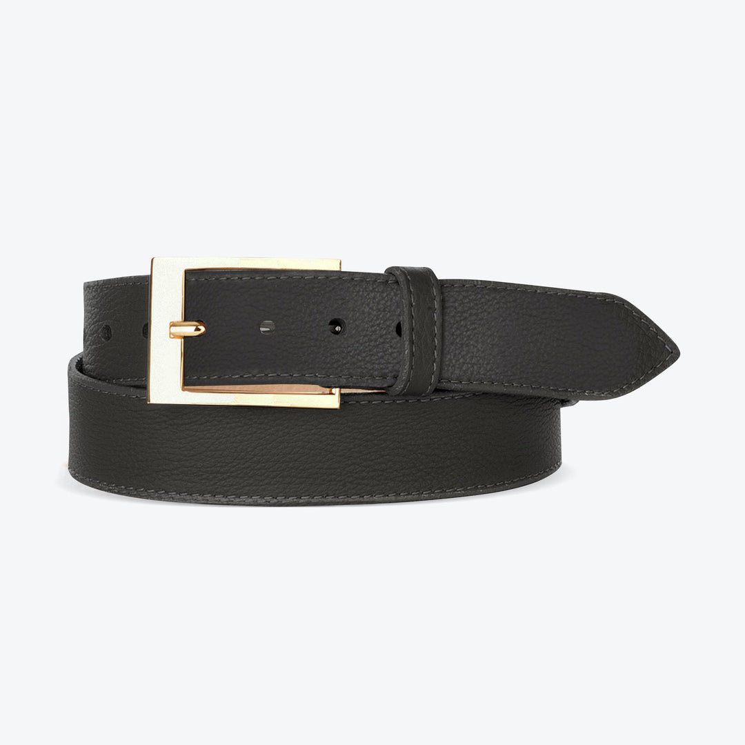 Ceinture en cuir grainé avec boucle carrée Amos 1 3/8"