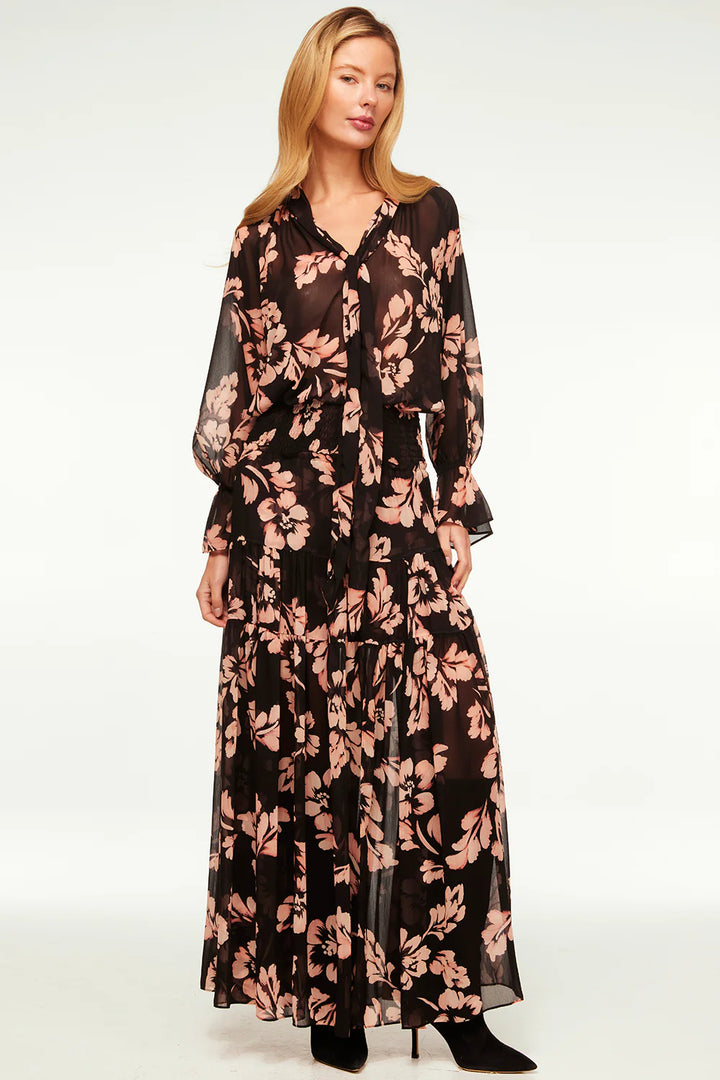 Jupe longue étagée avec motif floral Bar