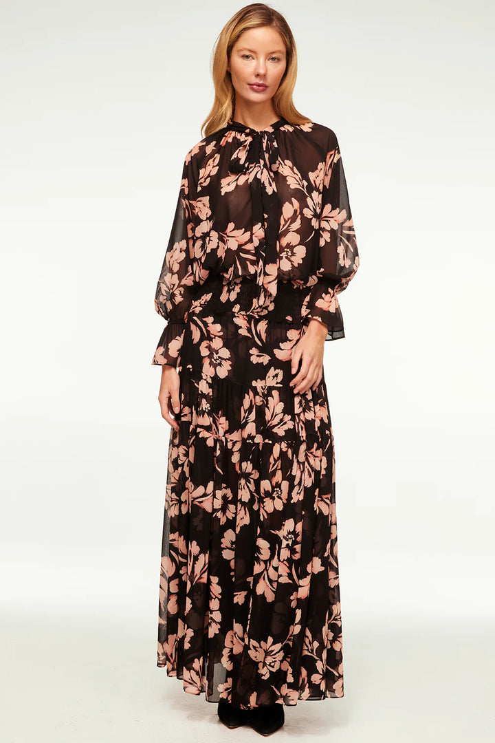 Jupe longue étagée avec motif floral Bar