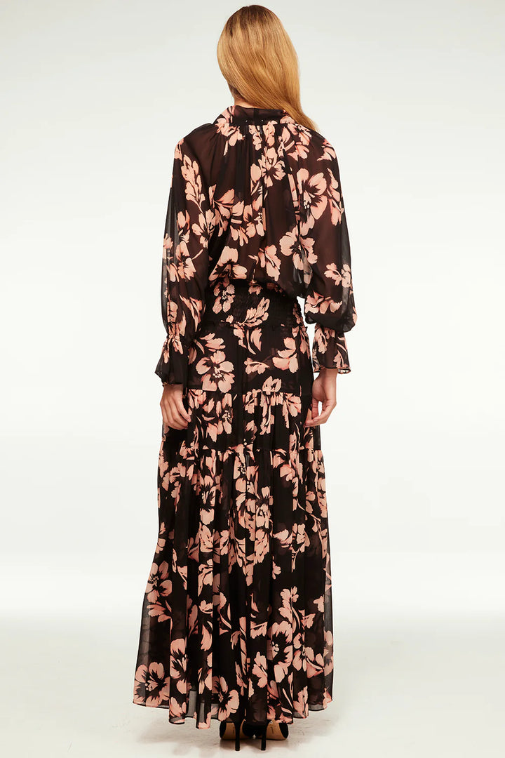 Jupe longue étagée avec motif floral Bar