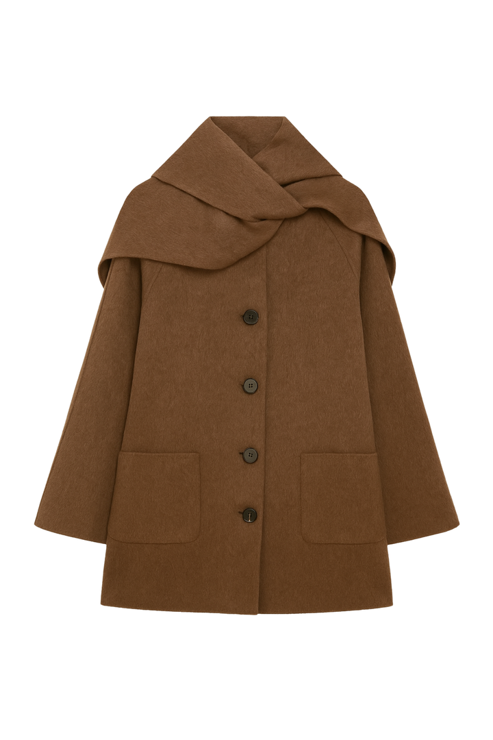 Manteau en laine avec col écharpe Anca