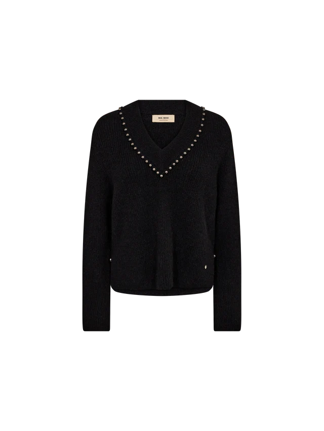 Pull à encolure V ornée de perles Zora