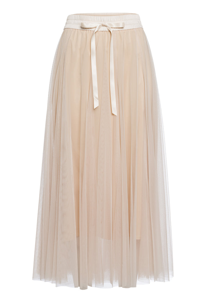 Jupe midi en tulle avec taille élastique satinée