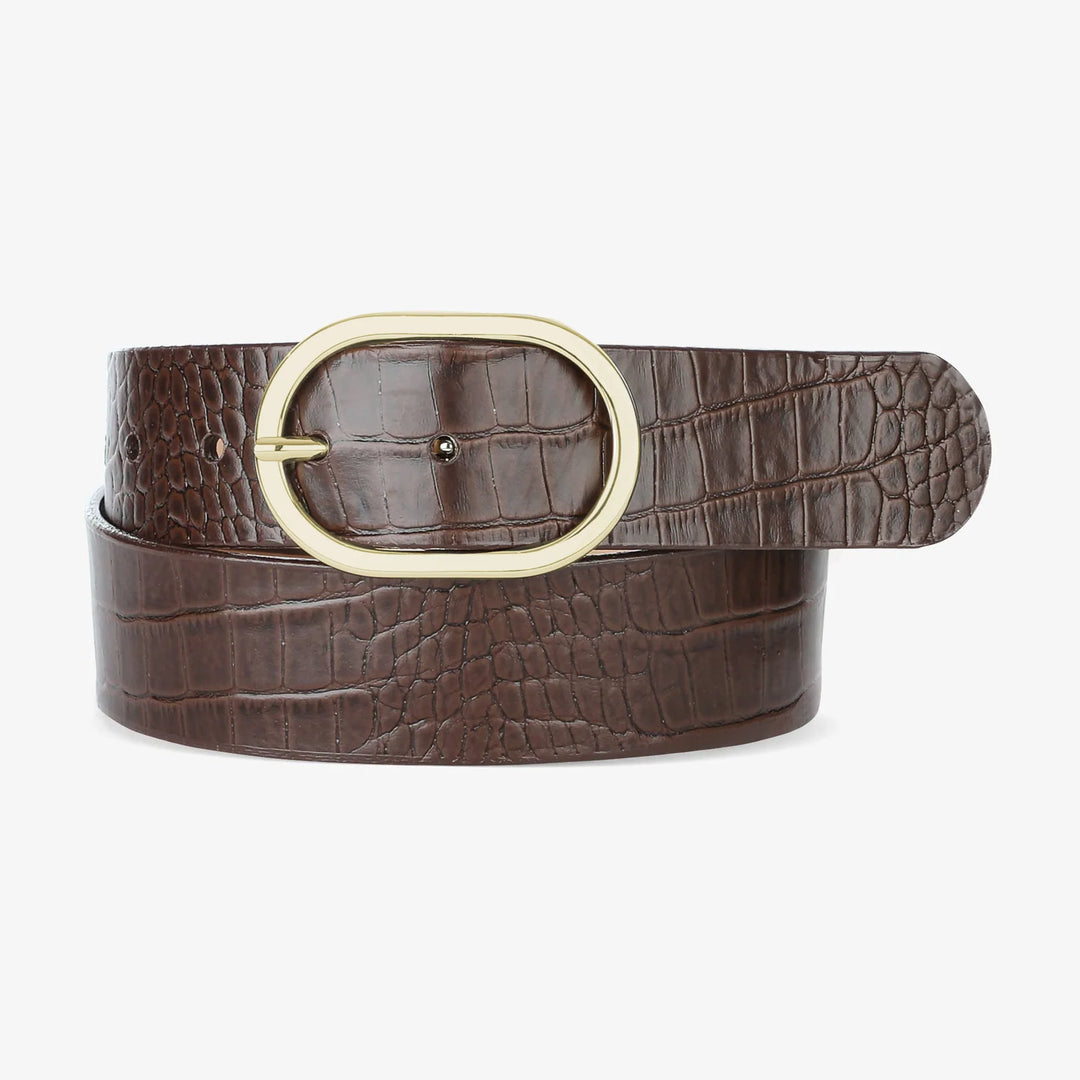 Ceinture cuir estampé crocodile Medora 1.5"
