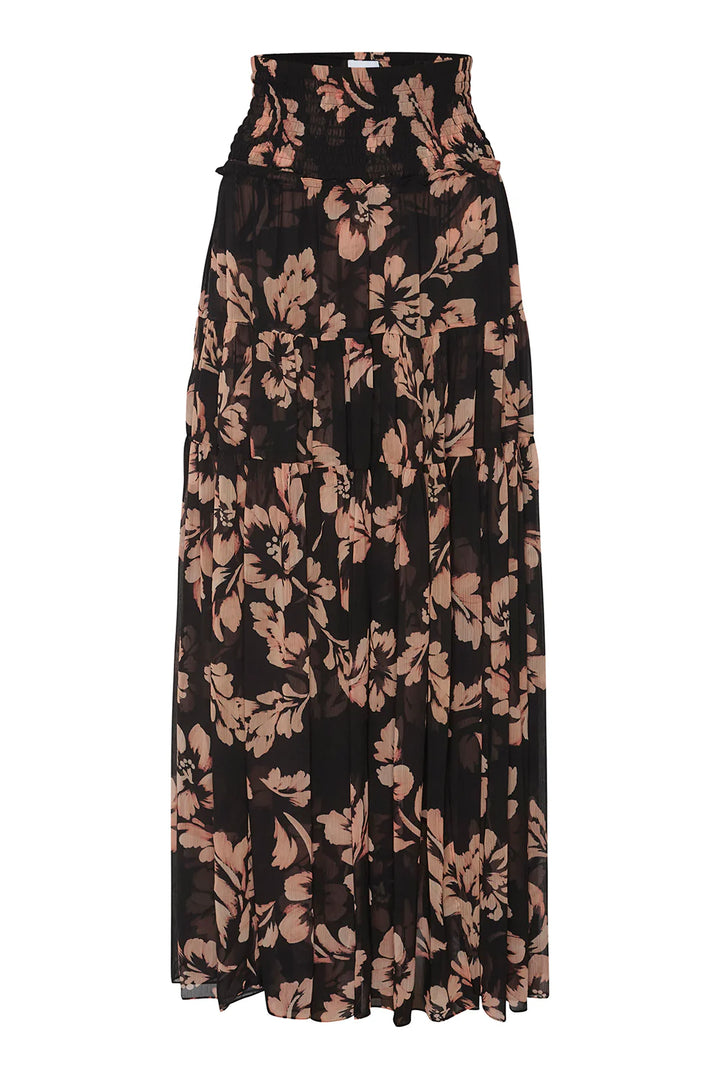 Jupe longue étagée avec motif floral Bar