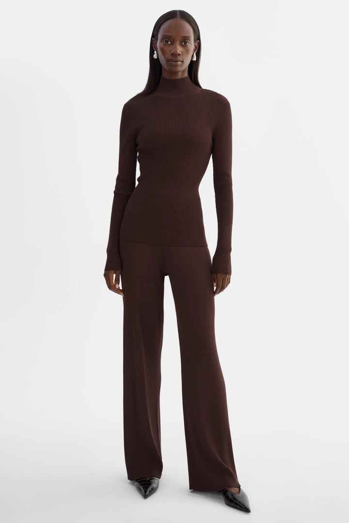 Pull ajusté côtelé avec col montant Sandrine