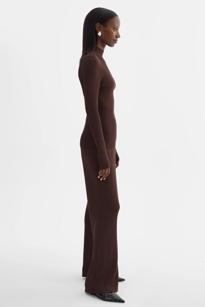 Pull ajusté côtelé avec col montant Sandrine