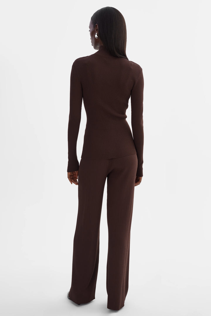 Pull ajusté côtelé avec col montant Sandrine