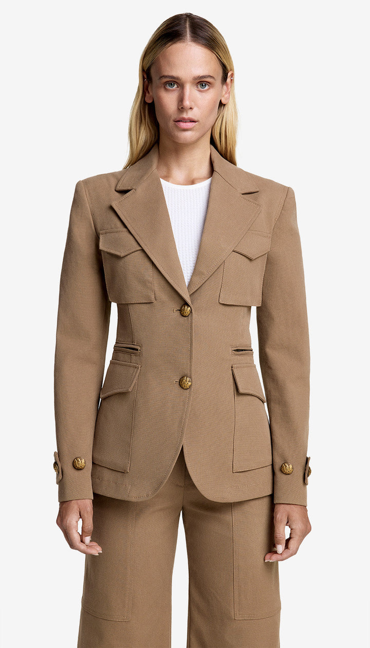 Veston style safari avec poches utilitaires