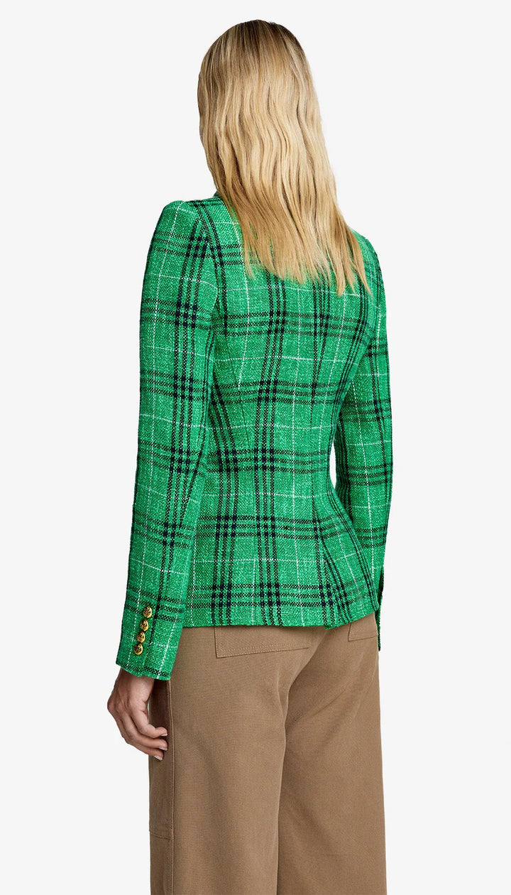 Veston en lin et coton ajusté à carreaux