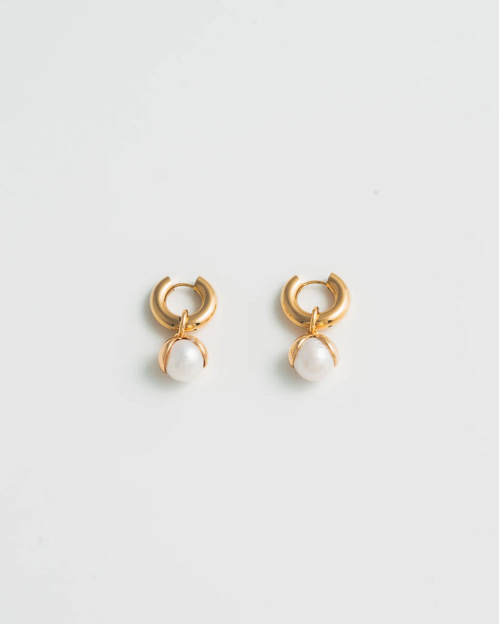 Boucles d'oreilles anneaux avec perles Snow Drop