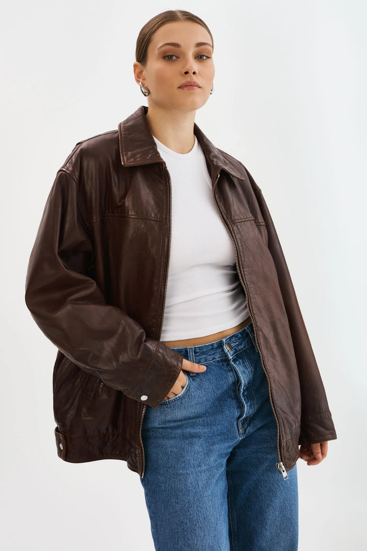 Veste bomber en cuir Theia