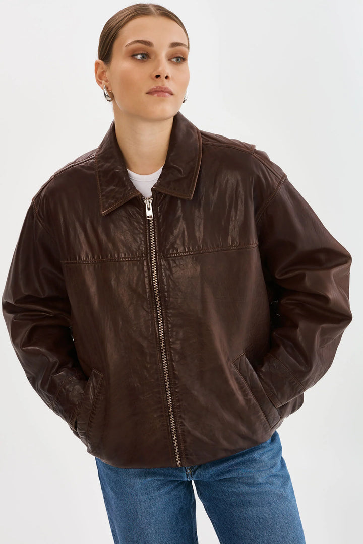 Veste bomber en cuir Theia