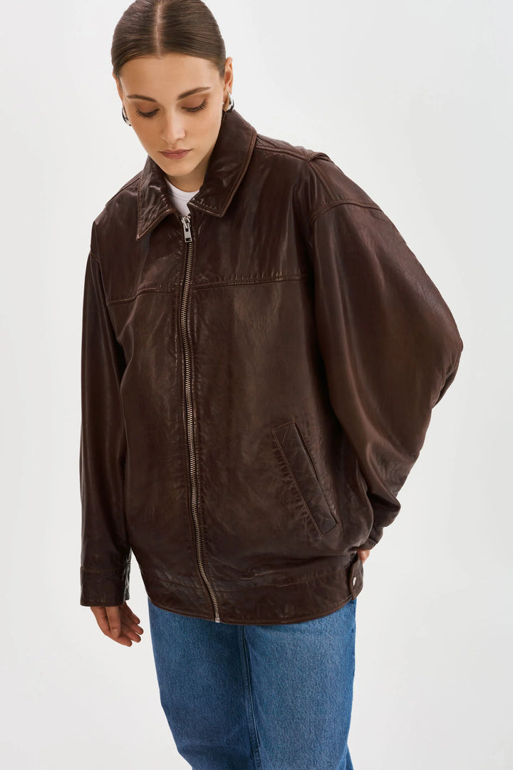 Veste bomber en cuir Theia