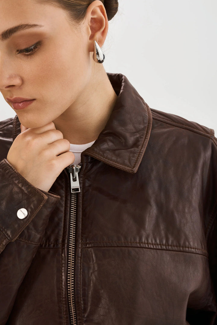 Veste bomber en cuir Theia