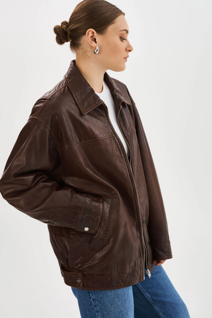 Veste bomber en cuir Theia