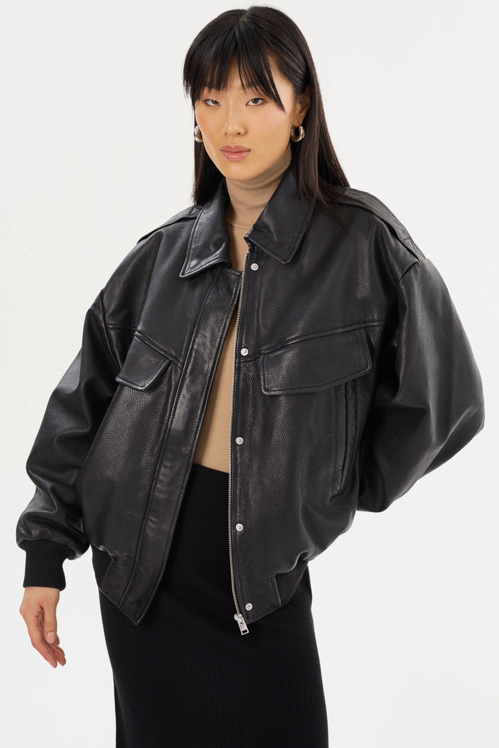 Veste bomber en cuir Trevanna