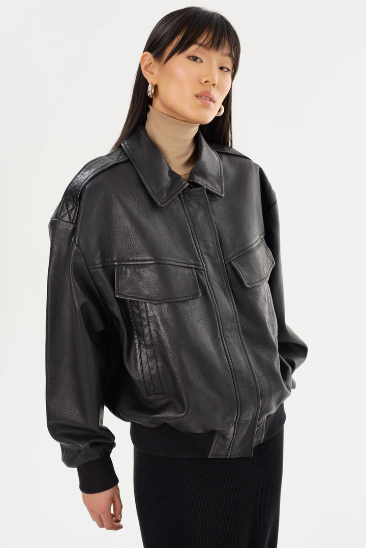 Veste bomber en cuir Trevanna